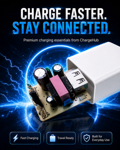 ChargeHub 10W USB wall charger with EU two-pin plug for phones and small USB devices, view 4