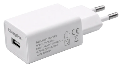 ChargeHub 10W USB wall charger with EU two-pin plug for phones and small USB devices