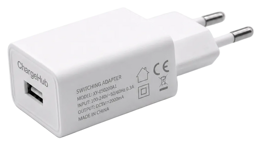 ChargeHub 10W USB wall charger with EU two-pin plug for phones and small USB devices