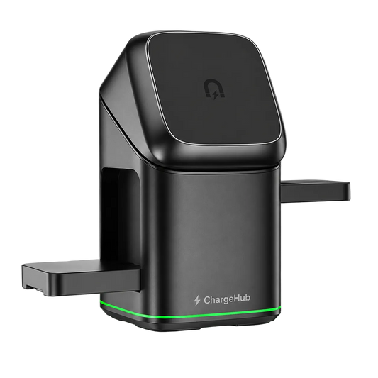 ChargeHub 15W 3-in-1 foldable magnetic wireless charging stand for phone, watch and earbuds