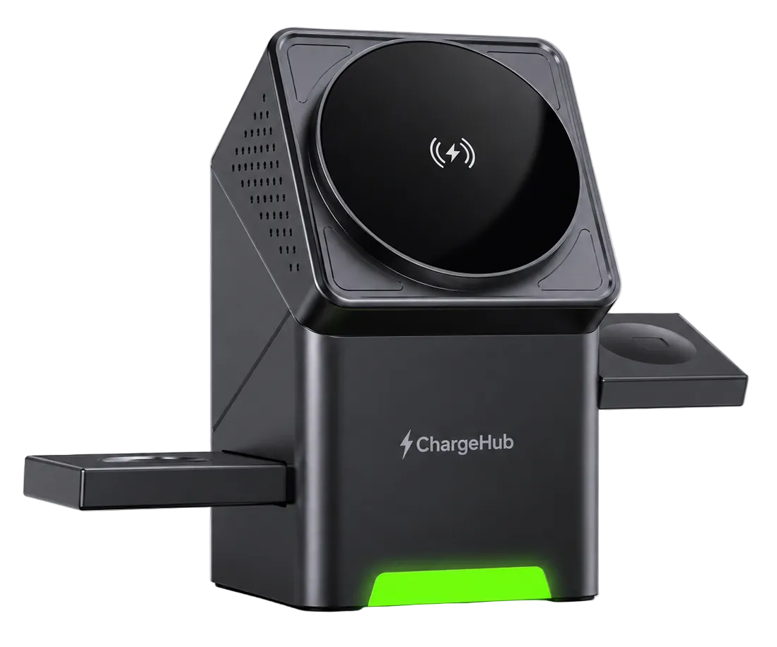 ChargeHub 15W 3-in-1 rotatable wireless charging stand for phone, watch and earbuds