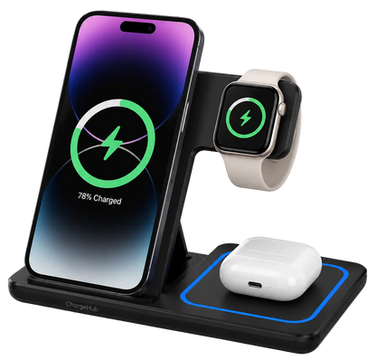 ChargeHub 15W 3-in-1 wireless charger for iPhone, Apple Watch and AirPods