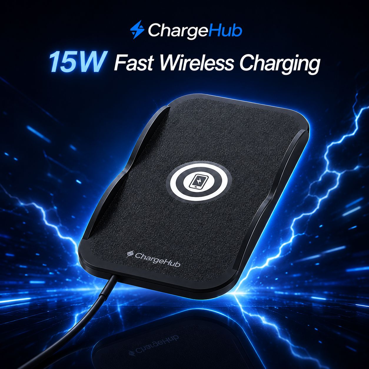 ChargeHub 15W wireless charging anti-slip car mat for the dashboard or console, view 2