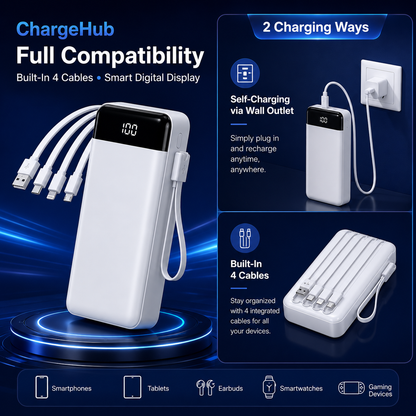 ChargeHub 20000mAh 66W USB-C power bank with LCD display for phones, tablets and laptops, view 2