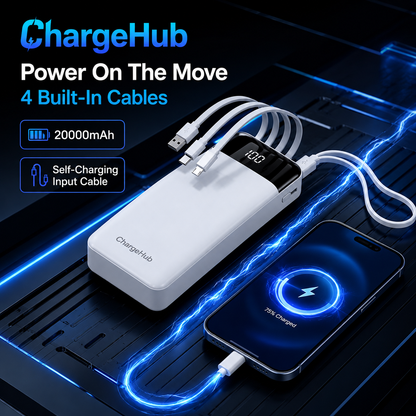 ChargeHub 20000mAh 66W USB-C power bank with LCD display for phones, tablets and laptops, view 3
