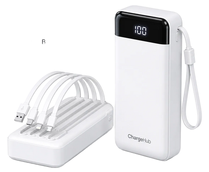 ChargeHub 20000mAh 66W USB-C power bank with LCD display for phones, tablets and laptops
