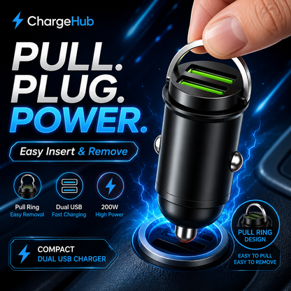 ChargeHub 200W dual-USB high-power car charger for 12V to 36V vehicles, view 4