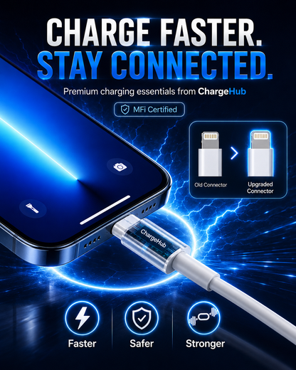 ChargeHub 20W USB-C fast charger with USB-C cable for quick phone charging, view 3