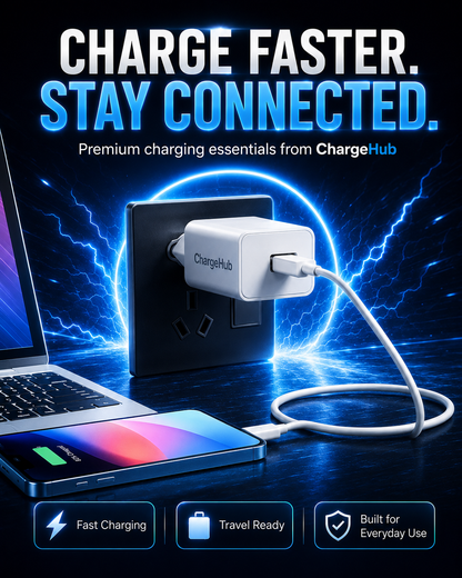 ChargeHub 20W USB-C fast charger with USB-C cable for quick phone charging, view 4