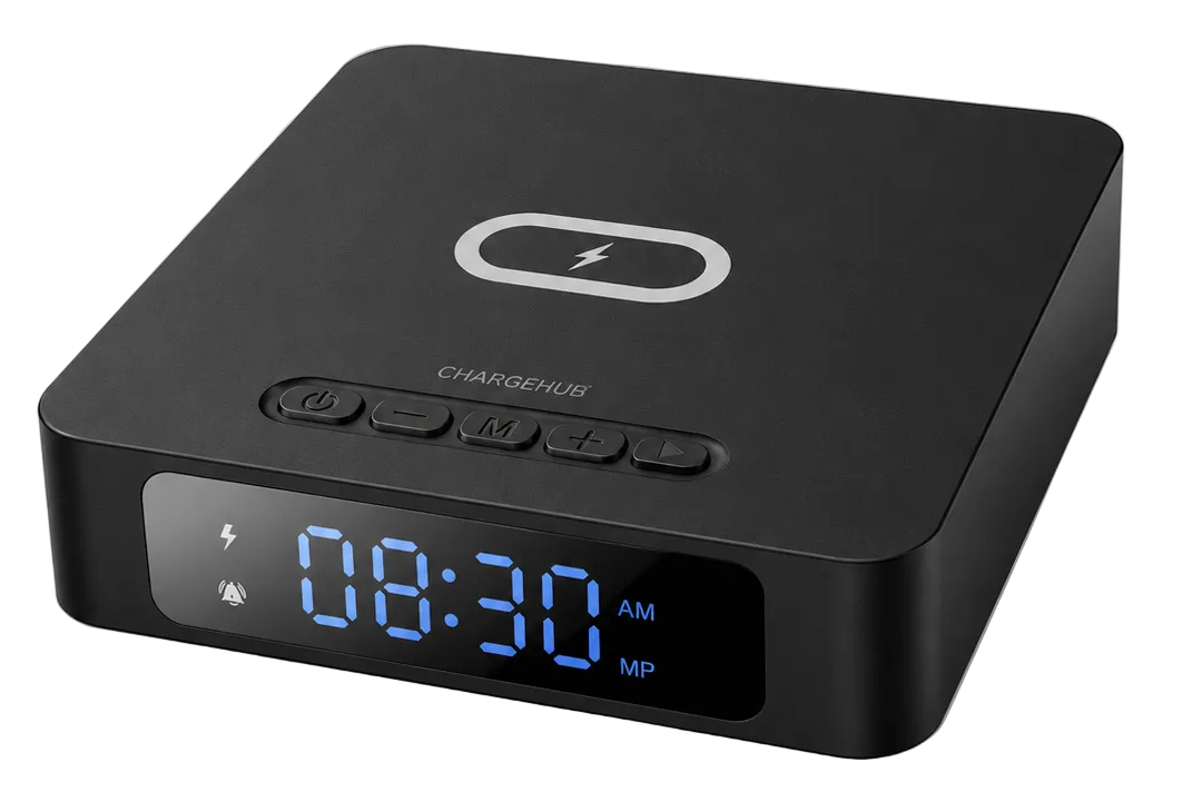 ChargeHub 3-in-1 wireless charger with time display and alarm clock