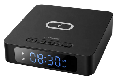 ChargeHub 3-in-1 wireless charger with time display and alarm clock