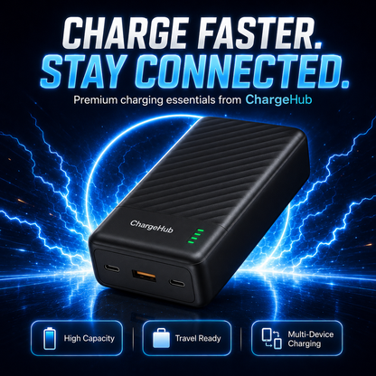 ChargeHub 30000mAh 22.5W fast-charge power bank with USB-C input and output, view 4