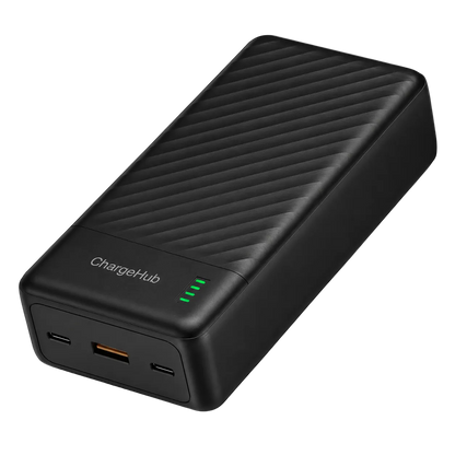 ChargeHub 30000mAh 22.5W fast-charge power bank with USB-C input and output