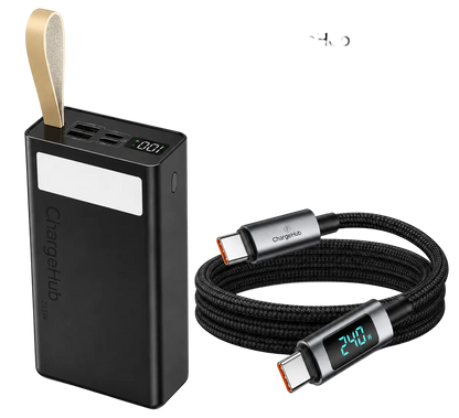ChargeHub Load-Shedding Survival Kit - 40 000mAh power bank and 240W USB-C cable