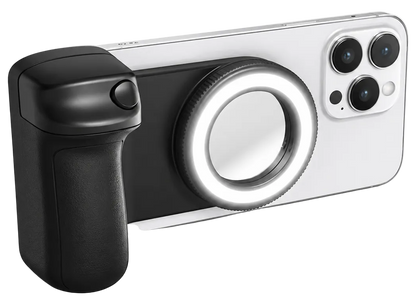 ChargeHub magnetic camera grip with detachable remote shutter and built-in fill light