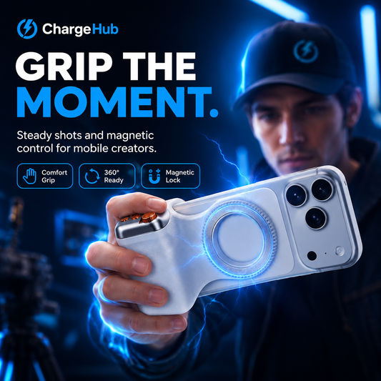 ChargeHub magnetic selfie kit with rotating mount and detachable wireless remote, view 2