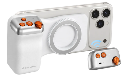 ChargeHub magnetic selfie kit with rotating mount and detachable wireless remote