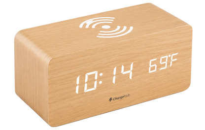 ChargeHub minimalist alarm clock wireless charger with temperature display