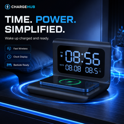 ChargeHub multifunction wireless charger with time and temperature display, view 4