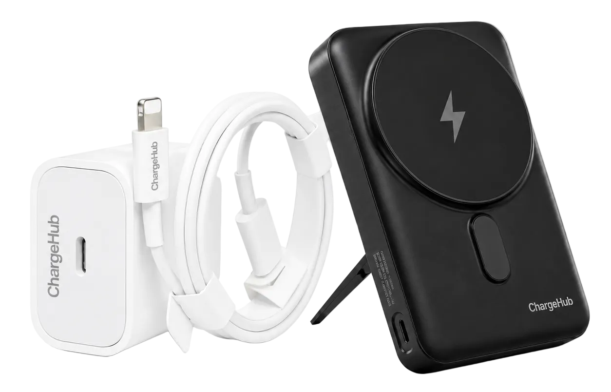 ChargeHub Travel Charging Kit - 20W USB-C charger and 10 000mAh magnetic power bank