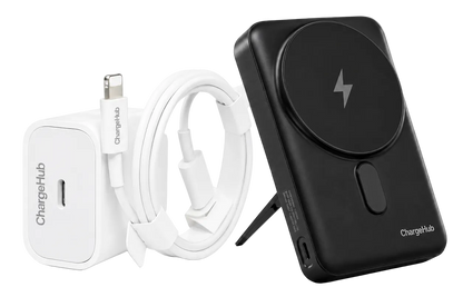 ChargeHub Travel Charging Kit - 20W USB-C charger and 10 000mAh magnetic power bank