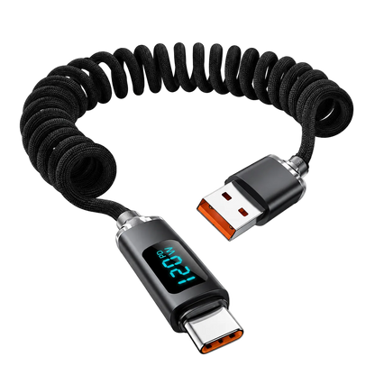 ChargeHub braided USB-A to USB-C fast-charging cable in green, red and black
