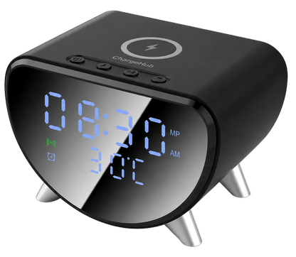 ChargeHub wireless charging station with date, time and temperature display