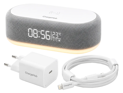 ChargeHub Wireless Nightstand Kit - wireless charging alarm clock with night light and 20W charger